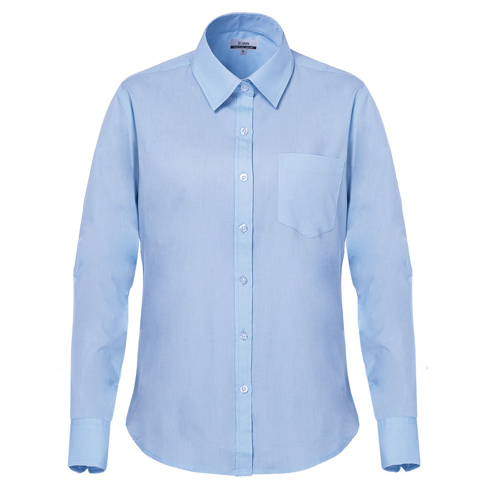 Blå dameskjorte med lange ermer