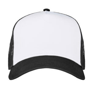Sort caps med mesh og hvitt frontfelt